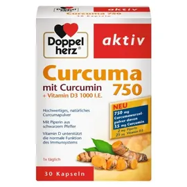 Doppelherz Aktiv Curcuma 750 mit Curcumin + Vitamin D3 1000 I.E. Kapseln 30 St.