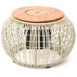 MARELIDA Beistelltisch Gartentisch mit Deckel und Behälter Gartenmöbel H: 37cm beige