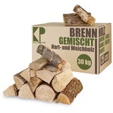 Brennholz Gemischt Kaminholz 30 kg Buche Birke Eiche Kiefer Fichte Holz Für Ofen und Kamin Kaminofen Feuerschale Grill Feuerholz 25 cm Wood Kammergetrocknet Kingpower