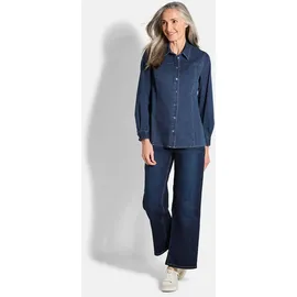 GOLDNER Hemdbluse Stilvolle Denim-Bluse blau 42