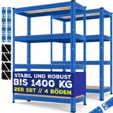 Masko MASKO® 2er-Set Lagerregal Schwerlastregal, Kellerregal , bis 875 kg belastbar, 5 verstellbare Ablagen, MDF-Platten Regal aus Metall, Steckregal, Werkstattregal, Keller, Garage