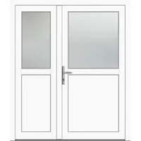 Zweiflügelige Nebeneingangstür "PAULA-M" 74 mm asymmetrisch Weiß RAL 9016 beidseitig innen öffnend DIN links