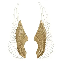 Casa Padrino Luxus Metall Wanddeko Flügel Set Gold 105,5 cm - Deko Accessoires
