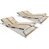 The Living Store Lattenroste 2 Stk. mit 28 Latten 7 Zonen 90 x 200 cm - Braun