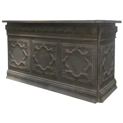 Chic Antique Vintage Ladentisch Theke Tresen, 217 x 76 x 118 cm, antik mokka