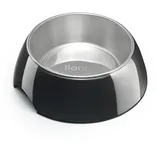 LIONTO Futternapf aus Melamin mit Anti-Rutsch Boden, herausnehmbarer 940 ml Napf aus robustem & geruchsneutralem Edelstahl, leicht zu reinigen, ergonomisches Design, für Hunde & Katzen, schwarz