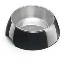LIONTO Futternapf aus Melamin mit Anti-Rutsch Boden, herausnehmbarer 940 ml Napf aus robustem & geruchsneutralem Edelstahl, leicht zu reinigen, ergonomisches Design, für Hunde & Katzen, schwarz