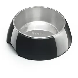 LIONTO Futternapf aus Melamin mit Anti-Rutsch Boden, herausnehmbarer 940 ml Napf aus robustem & geruchsneutralem Edelstahl, leicht zu reinigen, ergonomisches Design, für Hunde & Katzen, schwarz