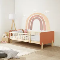 Homestyle4u 2606, Kinderbett 90x200 mit Rausfallschutz Holzbett Altrosa Lattenrost Kiefer Massivholz