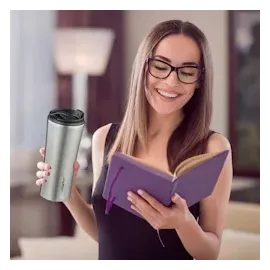 Relaxdays Thermobecher 0,4 l Schwarz