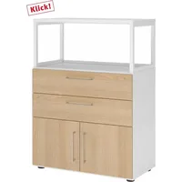 hjh OFFICE PRO FlexWall Kombischrank 3OH 1offen 80 x 40 x 120 weiß/eiche