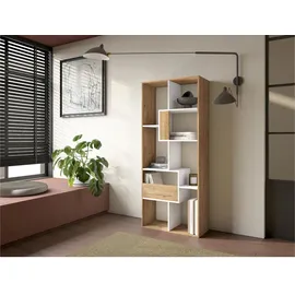 SKRAUT HOME Bücherregal 67 x 31 x 162 cm Eiche/Weiß
