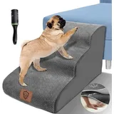 Famanu Hundetreppe für Sofa - Waschbarer Plüschbezug, Antirutsch, für kleine Hunde und Katzen