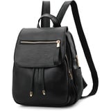 DIRRONA Rucksack Damen Beiläufig Diebstahlschutz Daypack Reise Wasserdicht Rucksack Schule Büro Geschäftsreise PU Leder Mittel Damen Rucksack Schwarz