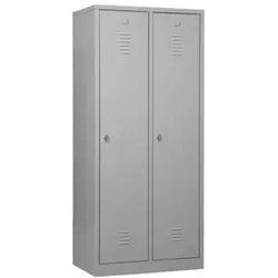 PROREGAL Garderobenspind Camel | 2-Fach mit Pro-Aufteilung| HxBxT 180x80x50 cm | Vorhängeschloss | Grau