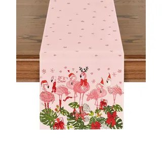 MOPZIJA 183 x 33 cm table runner,esstisch deko,tischdeko herbst,tischläufer,tischläufer herbstlich,tisch deko herbst,tischläufer modern,tischläufer leinen,weihnachtsdecken für tisch(Flamingo)