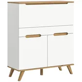 xonox.home Sekretär Schreibschrank Schrank Stauraumschrank in weiß Absetzung Nox Oak, ca.100x118x40 cm)