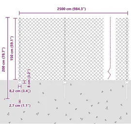 vidaXL Zaun 25 x 1,5 m Grün/Stahl
