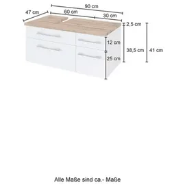 Held Waschbeckenunterschrank Davos 90 x 41 x 47 cm Grau