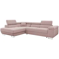 Mirjan24 Eckcouch Cord mit Bettkasten 2-Sitzer Rosa