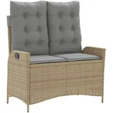 vidaXL Gartenbank Verstellbar mit Kissen Beige Poly Rattan