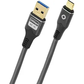 Oehlbach USB-C auf USB-A 1,0 m Grau