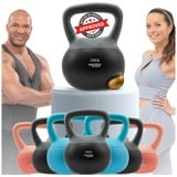 Miweba Sports Hantel Soft Kettlebell KB100 - verschiedene Varianten, (Anti-Rutsch-Griff - bodenschonend - Eisengranulat - Profi Fitness Schwunghantel - Indoor & Outdoor - Krafttraining - Workout - Ganzkörpertraining - Kugelgewicht - Kurzhantel - Kettle Bell - ergonomisch geformt, PVC-Kugelhantel, 4kg - 6kg - 8kg - 10kg, rosa / türkis / grau), Kugelhantel Sport Fitness Kraftraining Hantel Gewichte Workout grau