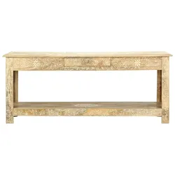 vidaXL Couchtisch 110 x 50 x 45 cm Handgemalt Massivholz Mango