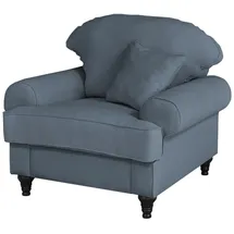furn.design Sessel Adelina Textil 110 x 95 x 100 cm Blau mit Kissen