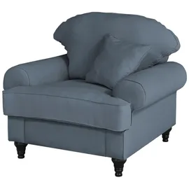 furn.design Sessel Adelina Textil 110 x 95 x 100 cm Blau mit Kissen
