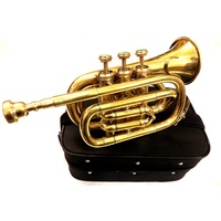 Brass-India Messing-Taschentrompete, Messing-Finish, tolle Klangqualität, Bb mit Hülle und MP, Gold