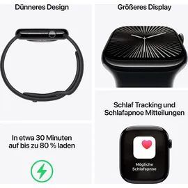 Apple Watch Series 10 GPS + Cellular 46 mm Titangehäuse natur Sportarmband steingrau S/M