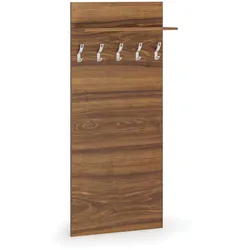 Garderobenwand PRIMO, 5 Kleiderhaken, Ablage, Nussbaum