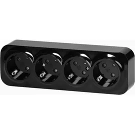 H4L Schuko-Steckdose 4-fach Schwarz 2 St.