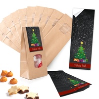 Logbuch-Verlag 10 weihnachtliche Geschenktüten zum Befüllen Plätzchentüten mit Fenster + Weihnachtsaufkleber 10,5 x 6,5 x 29 cm