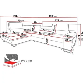 Mirjan24 Ecksofa Cotere Cord, L-Form Eckcouch mit Schlaffunktion und Bettkasten (Farbe: Poso 39, Seite: Links) - Braun