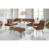 exxpo - sofa fashion Eckbank Doppio, Chesterfield Optik, komfortabel und bequem, hohe Designfüße«, Frei im Raum stellbar