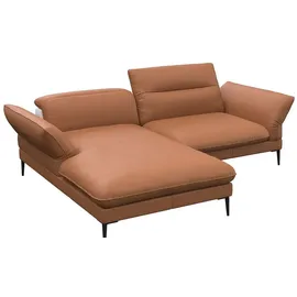 flexlux Ecksofa Salino, Funktionssofa mit Recamiere, Relaxsofa, Ecksofa, Sofa mit Arm- und Kopfteil-Verstellungen, Kaltschaum & Stahl-Wellen braun