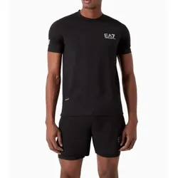 EA7 für Herren. 8NPT22_PJEMZ Tennis Ventus7 Schwarzes T-Shirt (XXL), Sportlich, Tennis/Padel, Multisport, Polyamid, Kurzarm