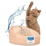 Lucky-Kitty Trinkbrunnen für Katze braun I Katzenbrunnen Keramik Handarbeit, hygienisch I Kein Aufladen, kein Filter-Tausch I Trinkbrunnen leise & energiesparend I Wasserspender Katzen plastikfrei