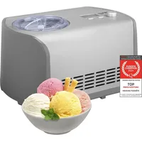 First Austria TZS First Austria Eismaschine mit Kompressor 1,2L, Joghurtbereiter, Ice Cream Maker, Edelstahl, Joghurtmaschine, Eisbehälter, Display, selbstkühlend | Grau