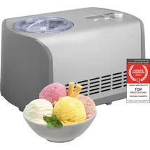 First Austria TZS First Austria Eismaschine mit Kompressor 1,2L, Joghurtbereiter, Ice Cream Maker, Edelstahl, Joghurtmaschine, Eisbehälter, Display, selbstkühlend | Grau