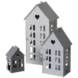 Boltze Laterne 3er Set Metall 13 - 35 cm grau
