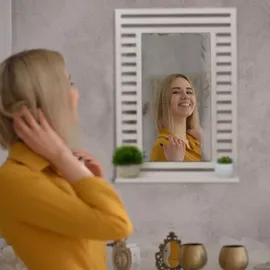 Relaxdays Badspiegel mit Ablage in Vintage-Weiß Weiß