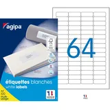 Agipa Universaletiketten 102202 Weiß 45,7 x 16,9 mm 6400 St.