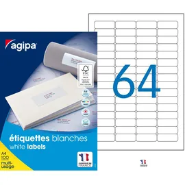 Agipa Universaletiketten 102202 Weiß 45,7 x 16,9 mm 6400 St.