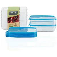 MiraHome Gefrierdosen 8x1,5L rechteckig blau – Vorratsdosen mit Deckel luftdicht – Transparente Frischhaltedosen mit Deckel – Aufbewahrungsbox Küche für Mealprep & Organisation – Austrian Quality