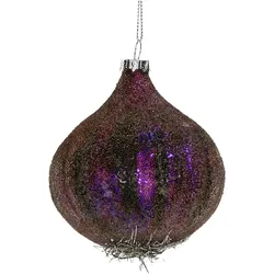Christbaumschmuck Glas 9,5cm Zwiebel Figur Handbemalt mit Glitzer Weihnachtsbaum Anhänger Weihnachten Christbaumanhänger Weihnachtsbaumschmuck Lila