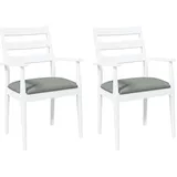 vidaXL Esszimmerstühle mit Kissen 2 Stk. Weiß Massivholz Gummibaum