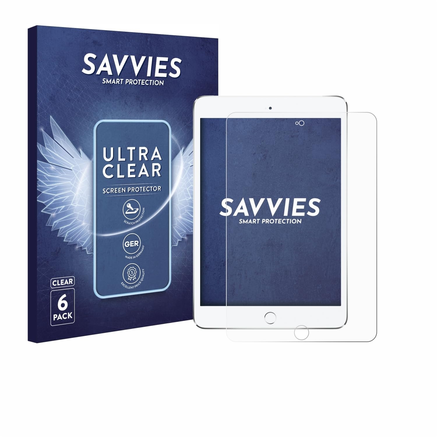 Savvies 6 Stück Schutzfolie für Apple iPad Mini 4 2015 Displayschutz-Folie Ultra-Transparent